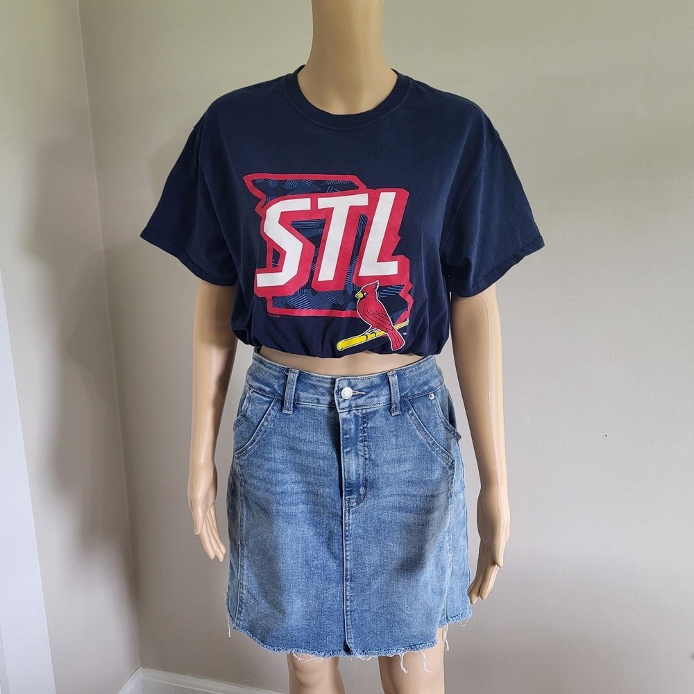 Upcycled Cropped St. Louis Cardinals Graphic T-Shirt Size M OOAK Elastic Waist